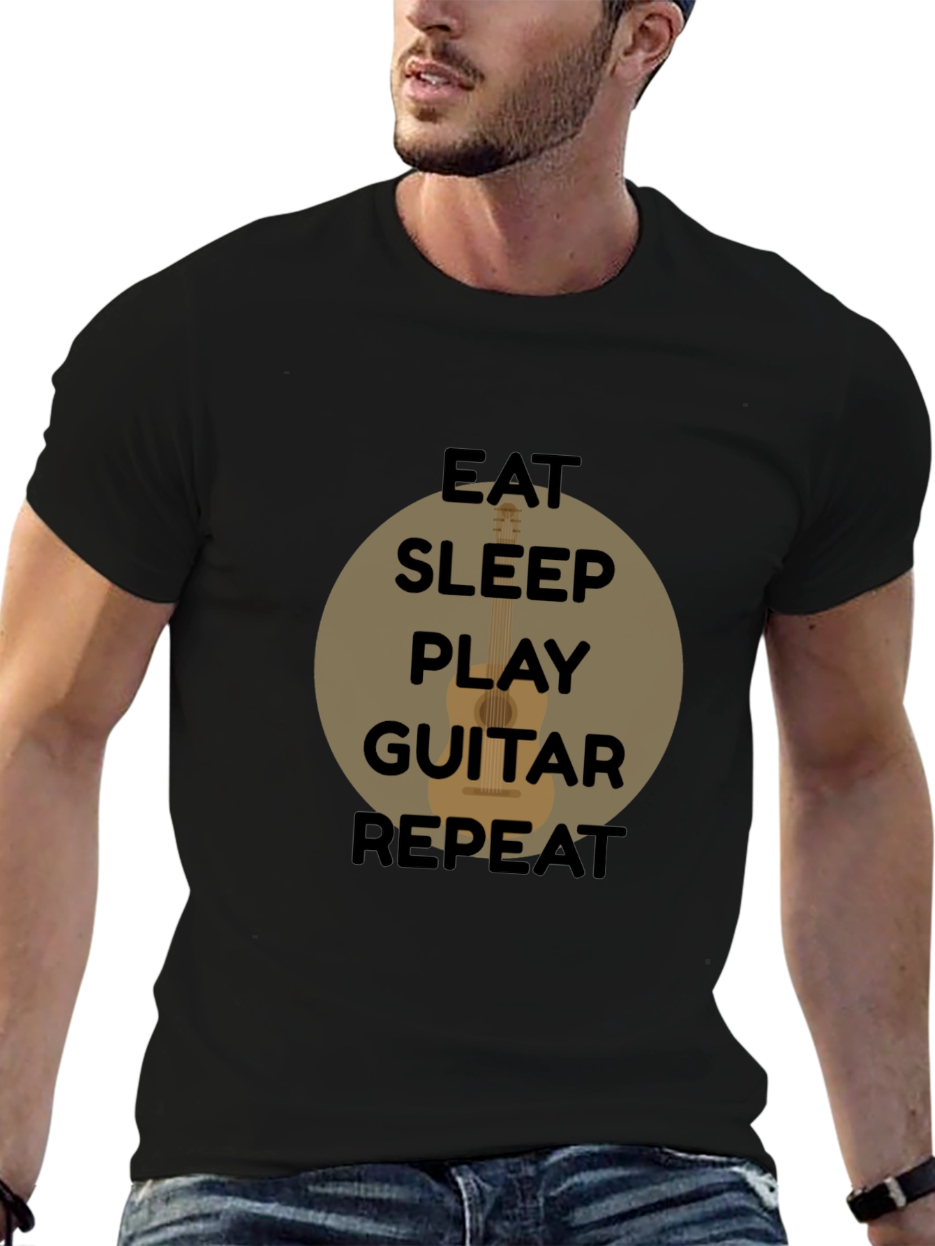 Eat Sleep Play Guitar Repeat Black T-Shirt