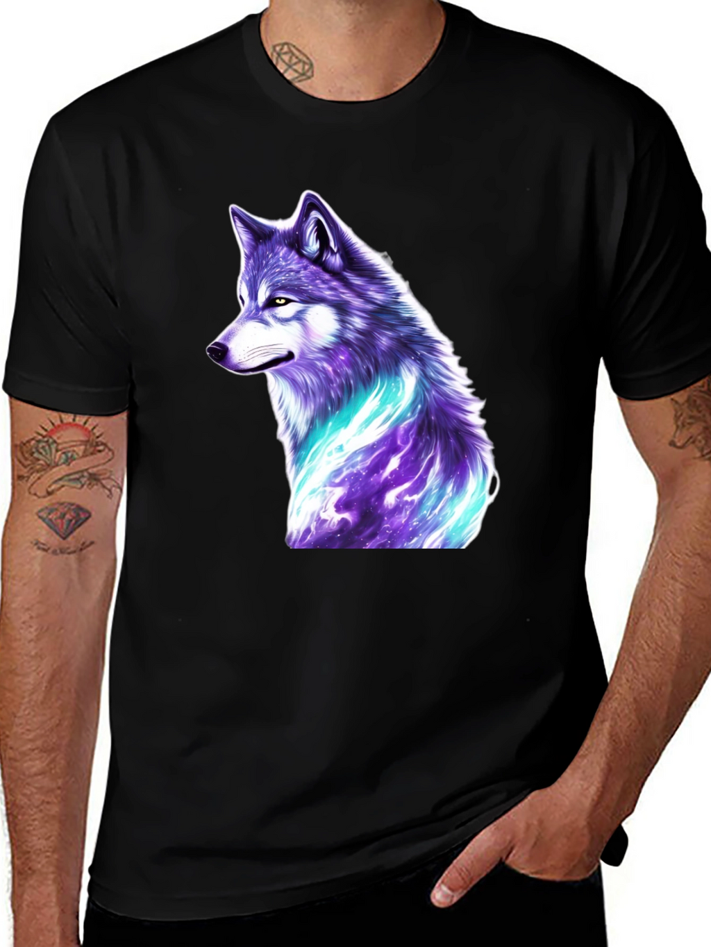 Mystic Wolf Graphic T-Shirt - Black