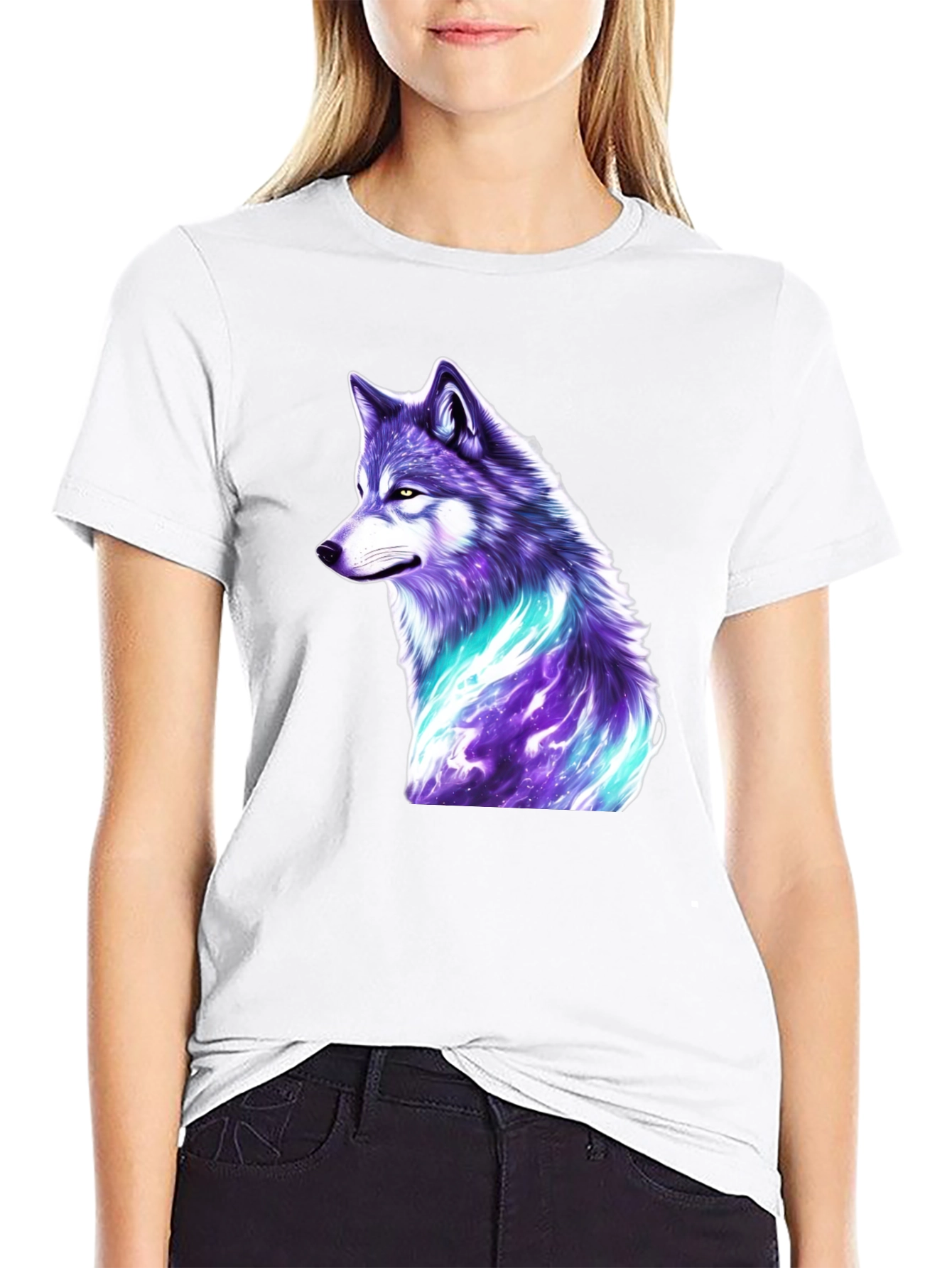 Mystic Wolf Graphic T-Shirt - Black