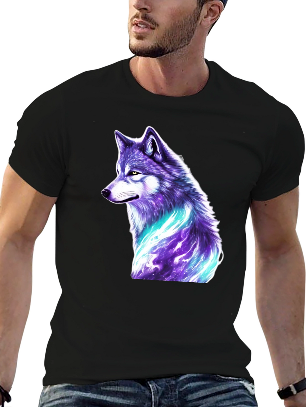 Mystic Wolf Graphic T-Shirt - Black