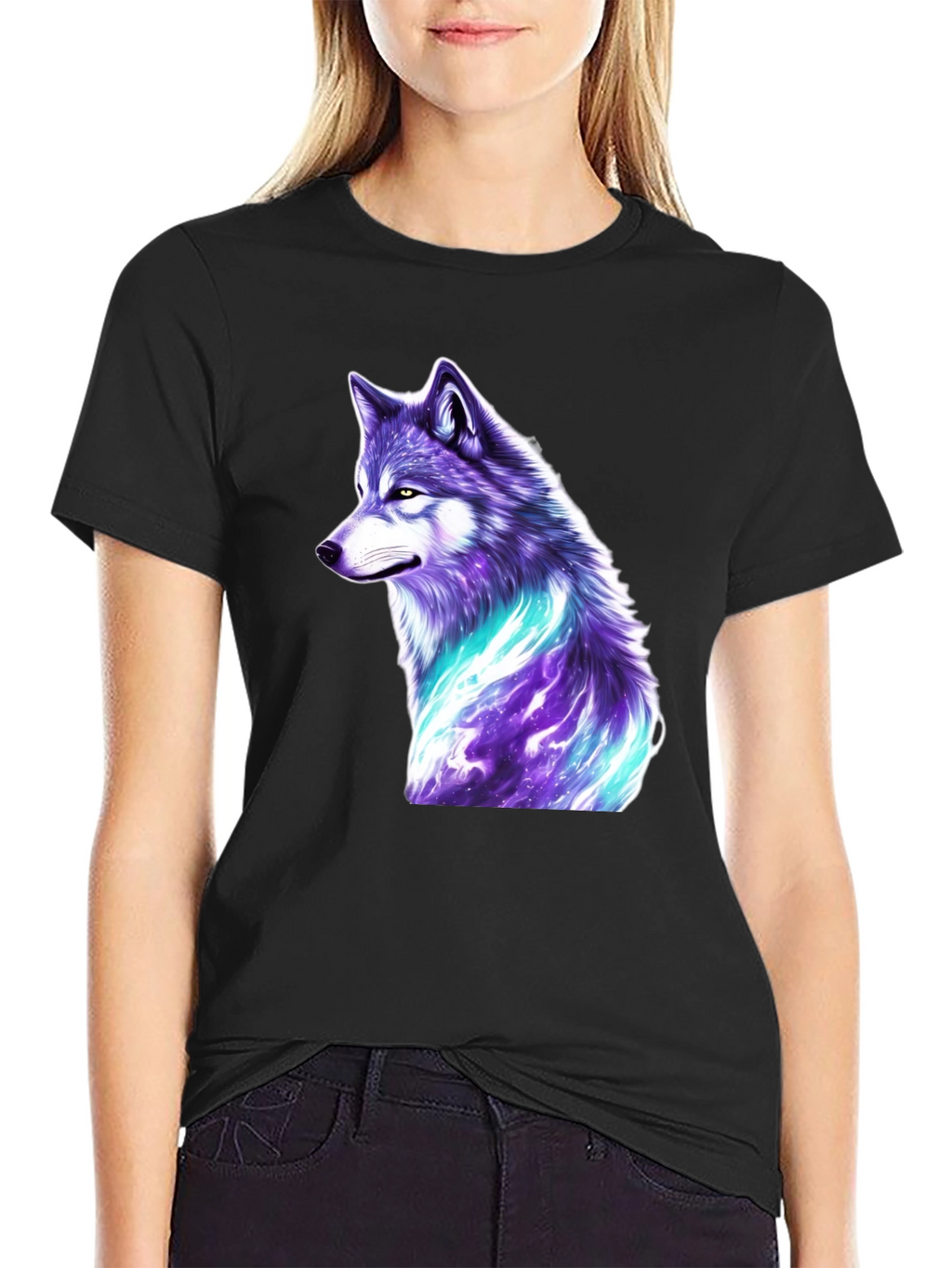 Mystic Wolf Graphic T-Shirt - Black