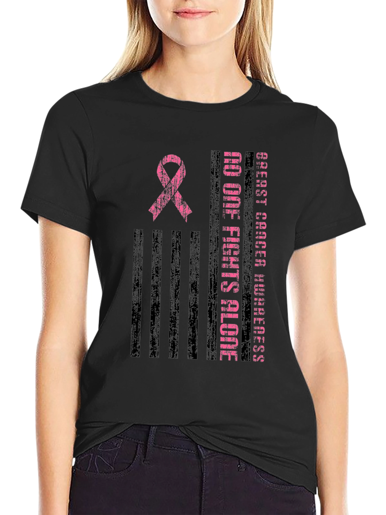 Breast Cancer Awareness Ribbon Graphic Tee