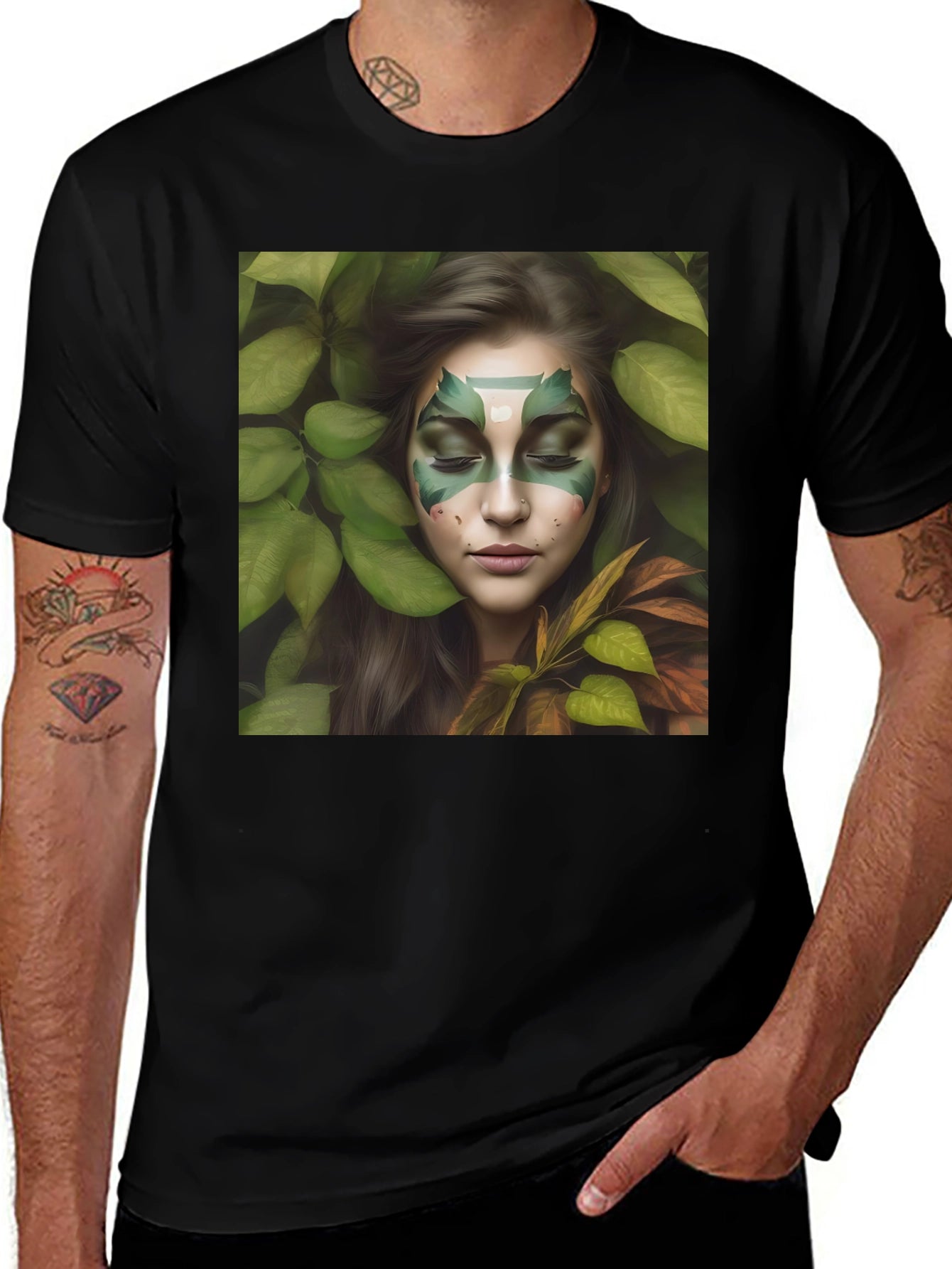 Nature Spirit Graphic Tee - Black Cotton Blend Shirt