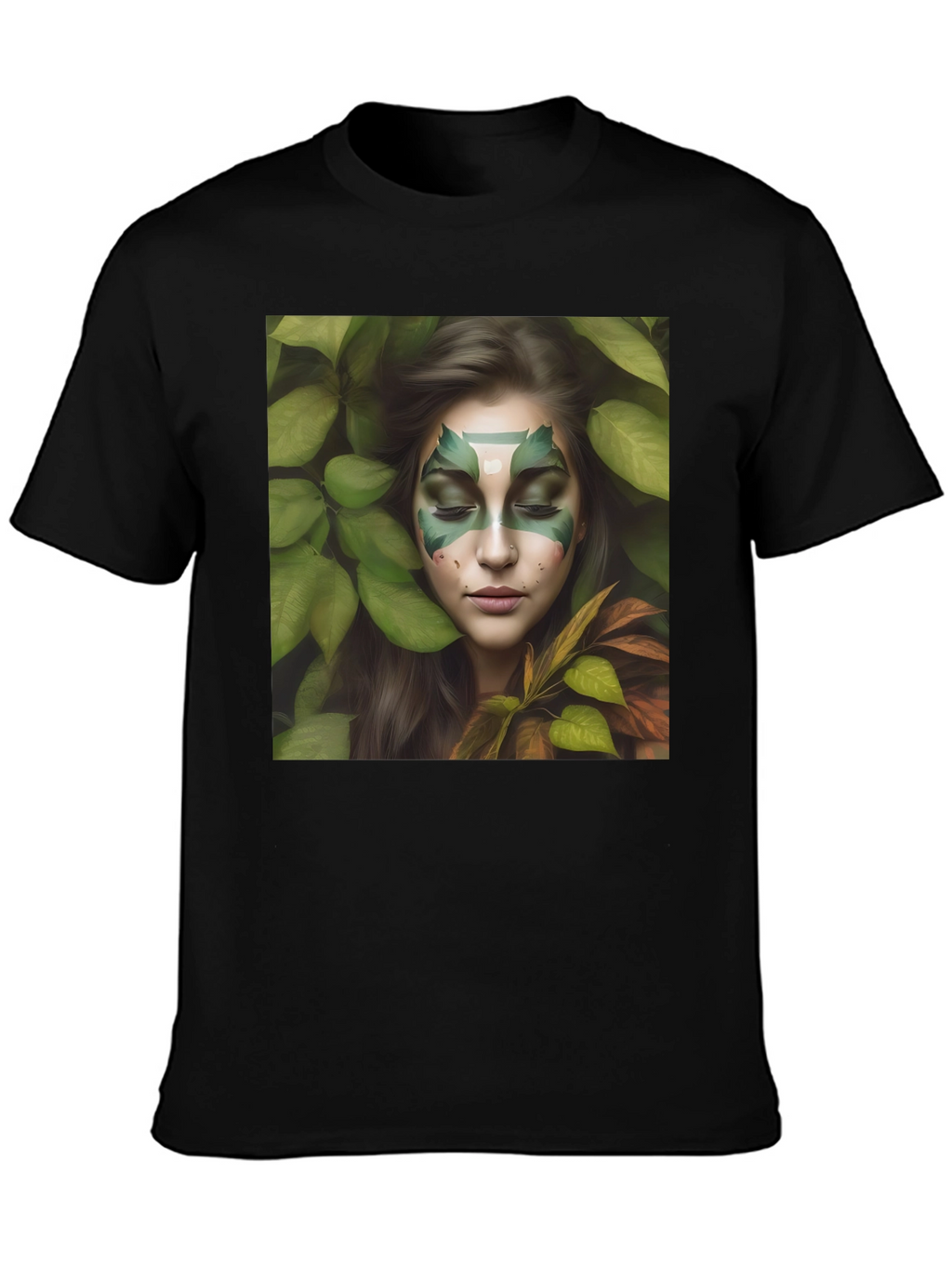 Nature Spirit Graphic Tee - Black Cotton Blend Shirt