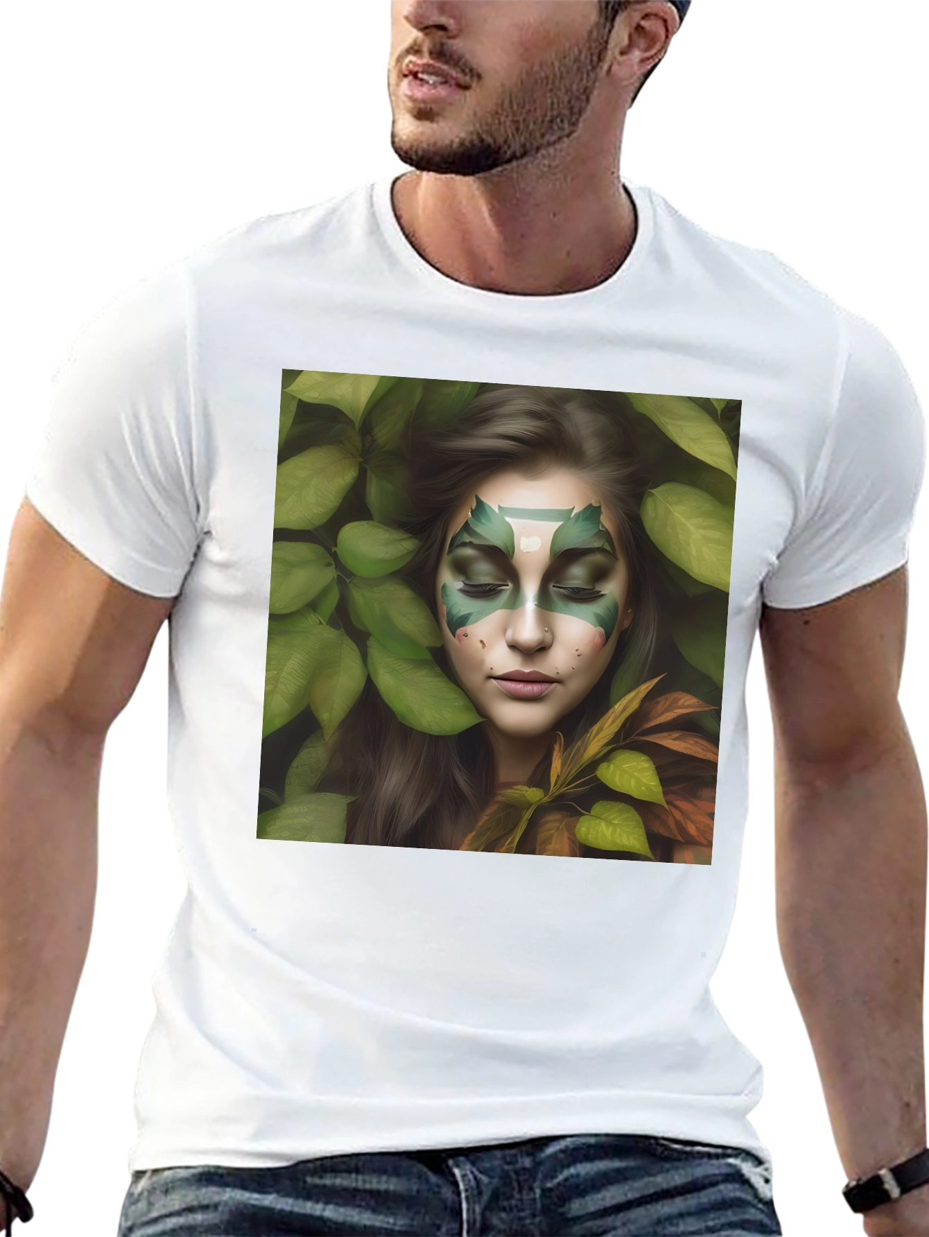 Nature Spirit Graphic Tee - Black Cotton Blend Shirt
