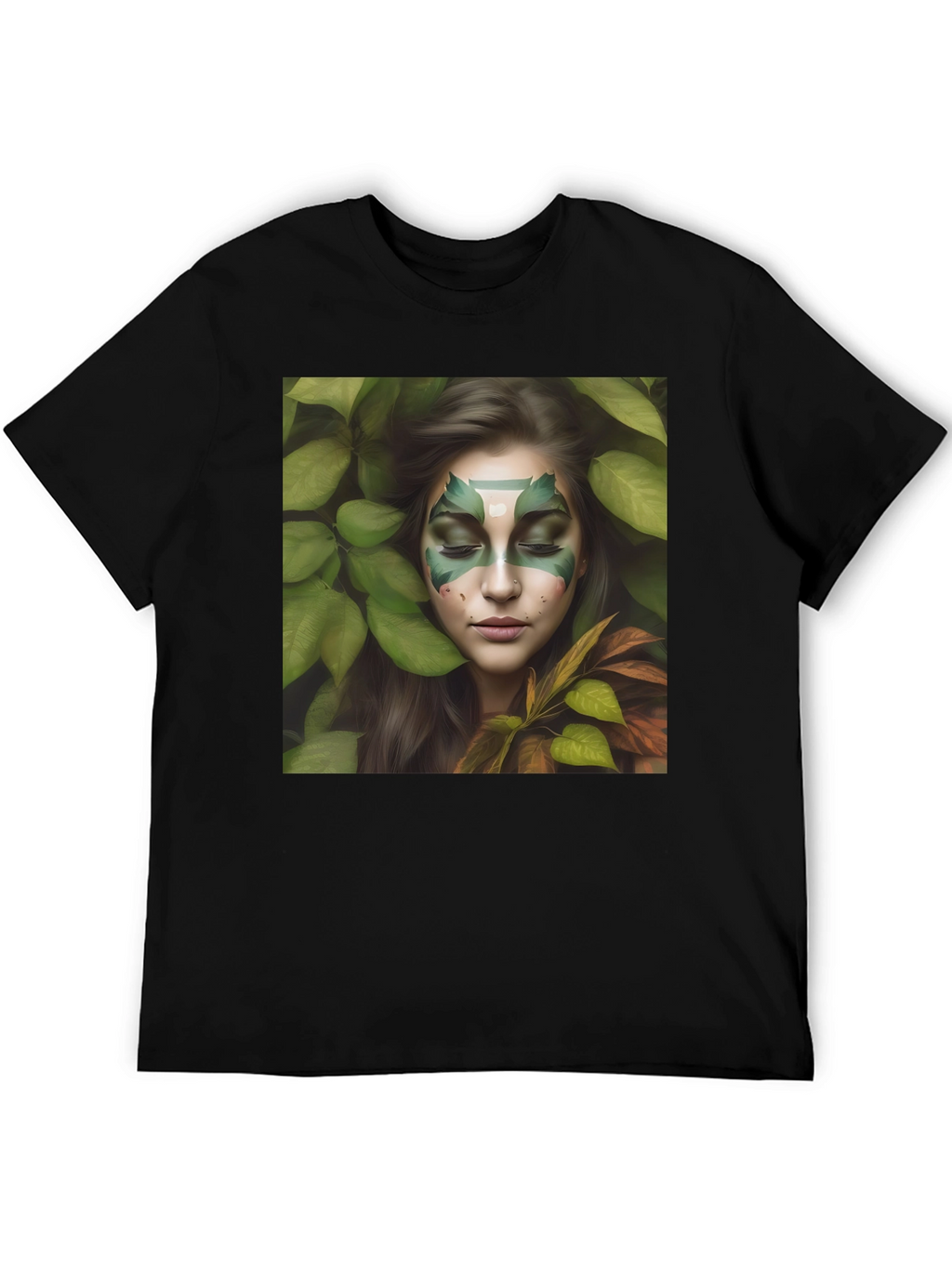 Nature Spirit Graphic Tee - Black Cotton Blend Shirt