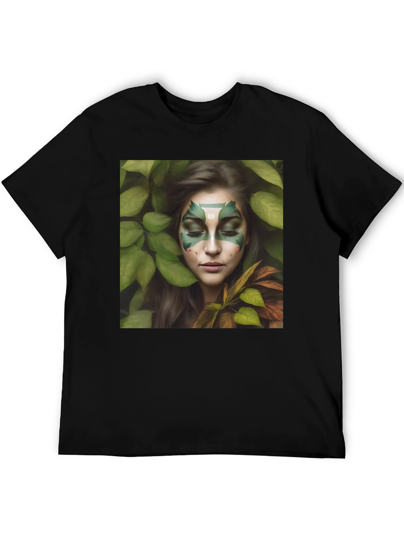 Nature Spirit Graphic Tee - Black Cotton Blend Shirt