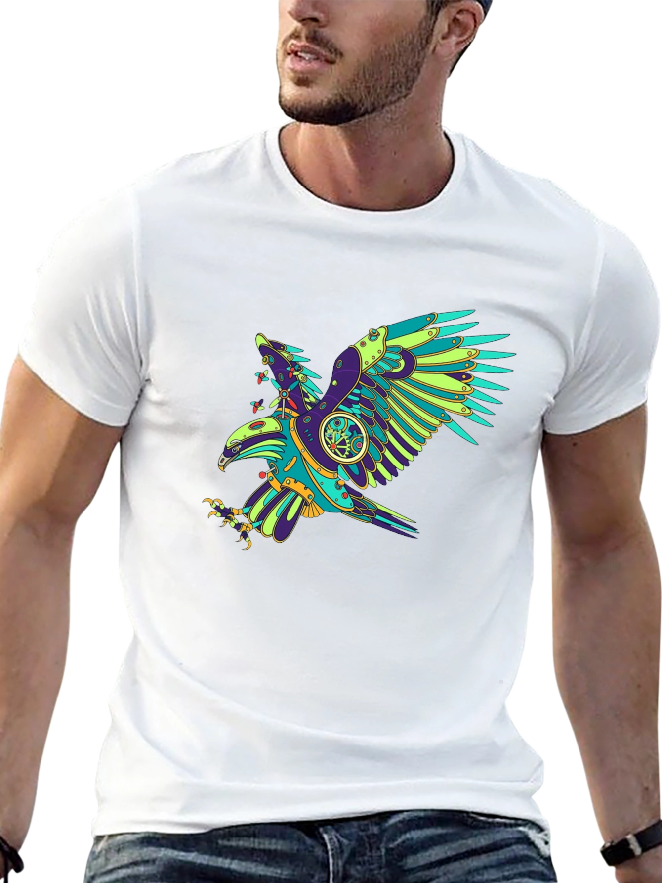 Steampunk Eagle Graphic Black T-Shirt