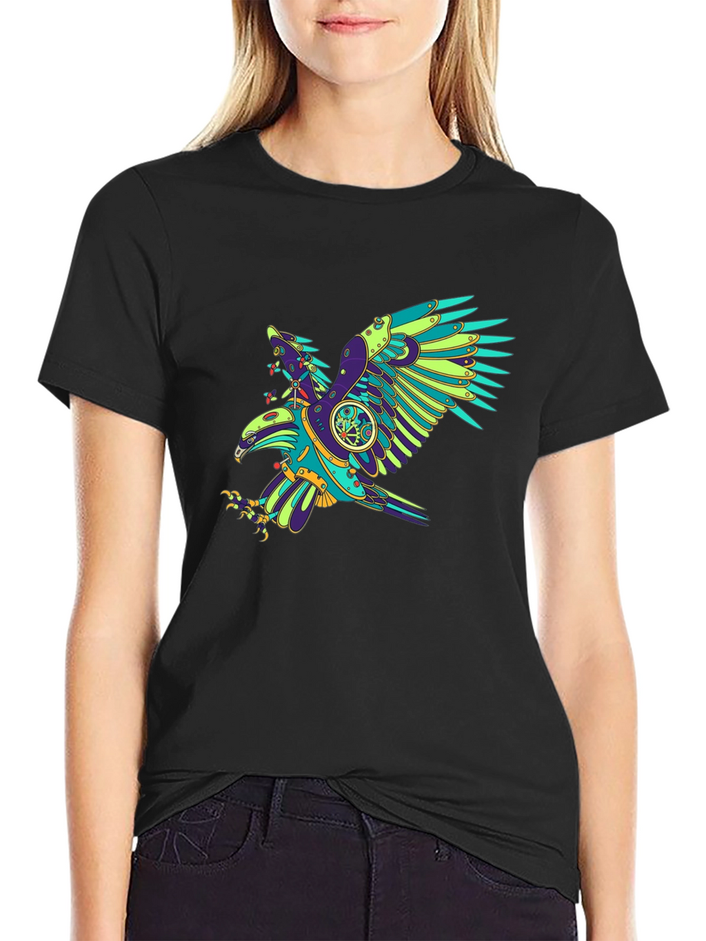 Steampunk Eagle Graphic Black T-Shirt