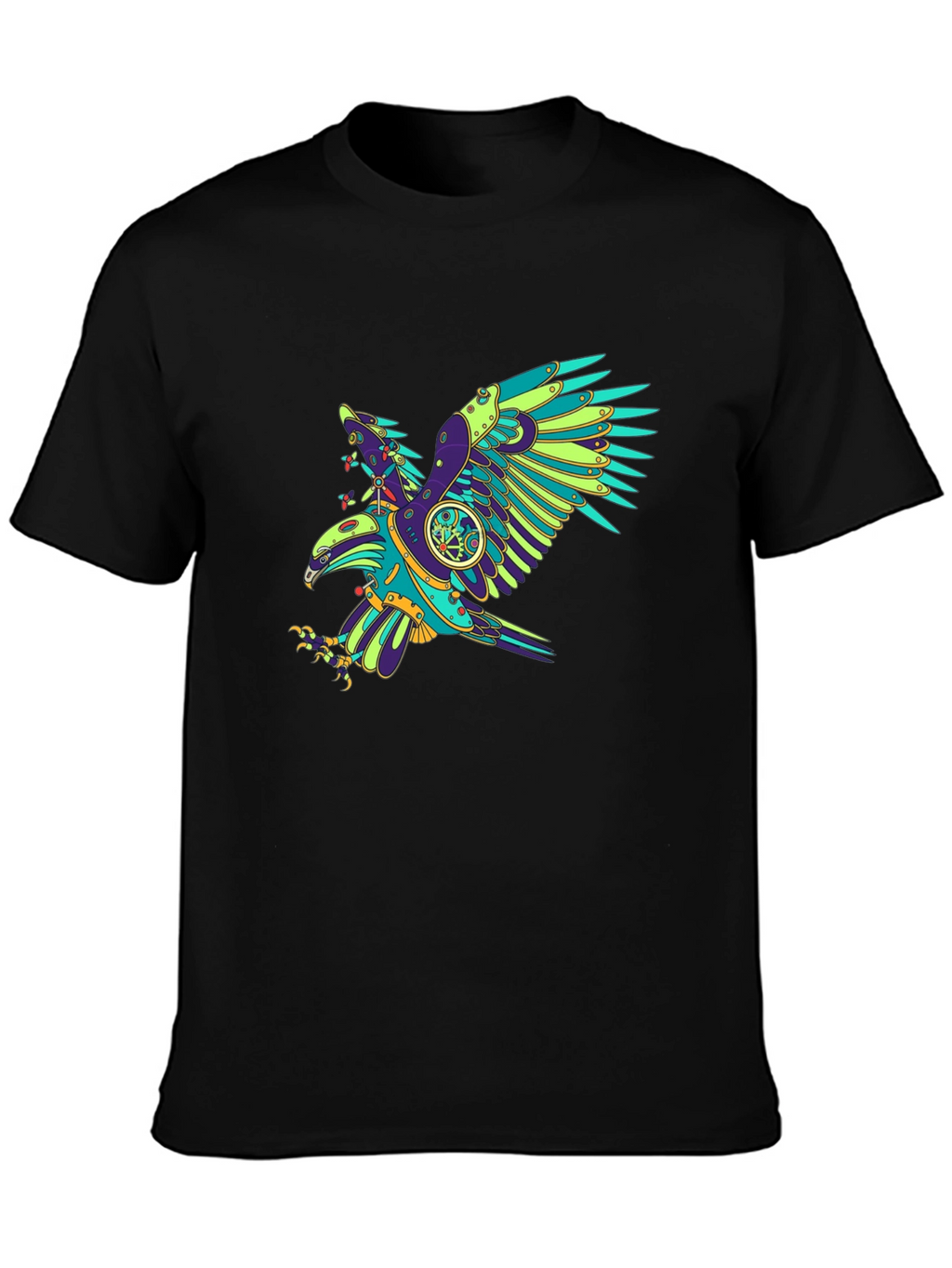 Steampunk Eagle Graphic Black T-Shirt