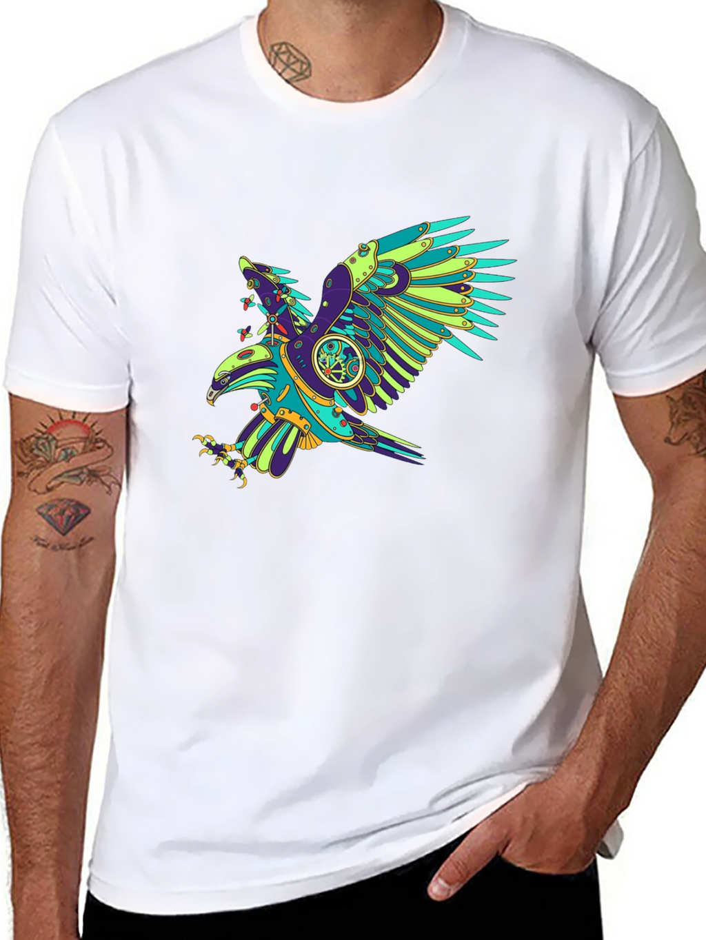 Steampunk Eagle Graphic Black T-Shirt