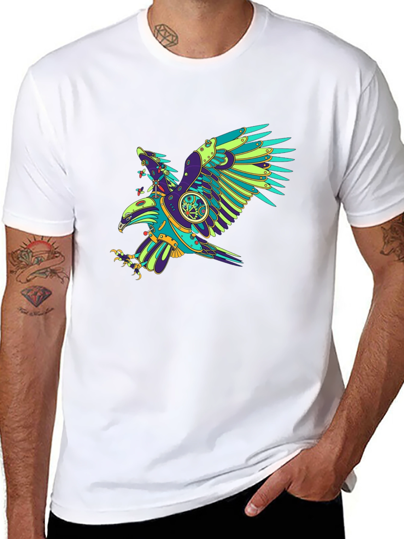 Steampunk Eagle Graphic Black T-Shirt