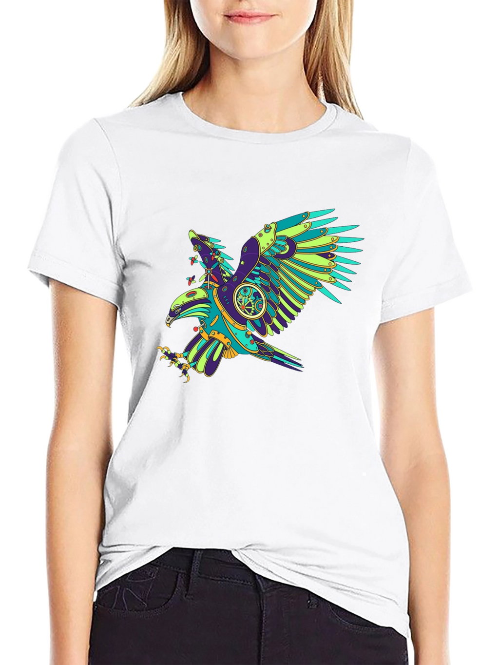 Steampunk Eagle Graphic Black T-Shirt