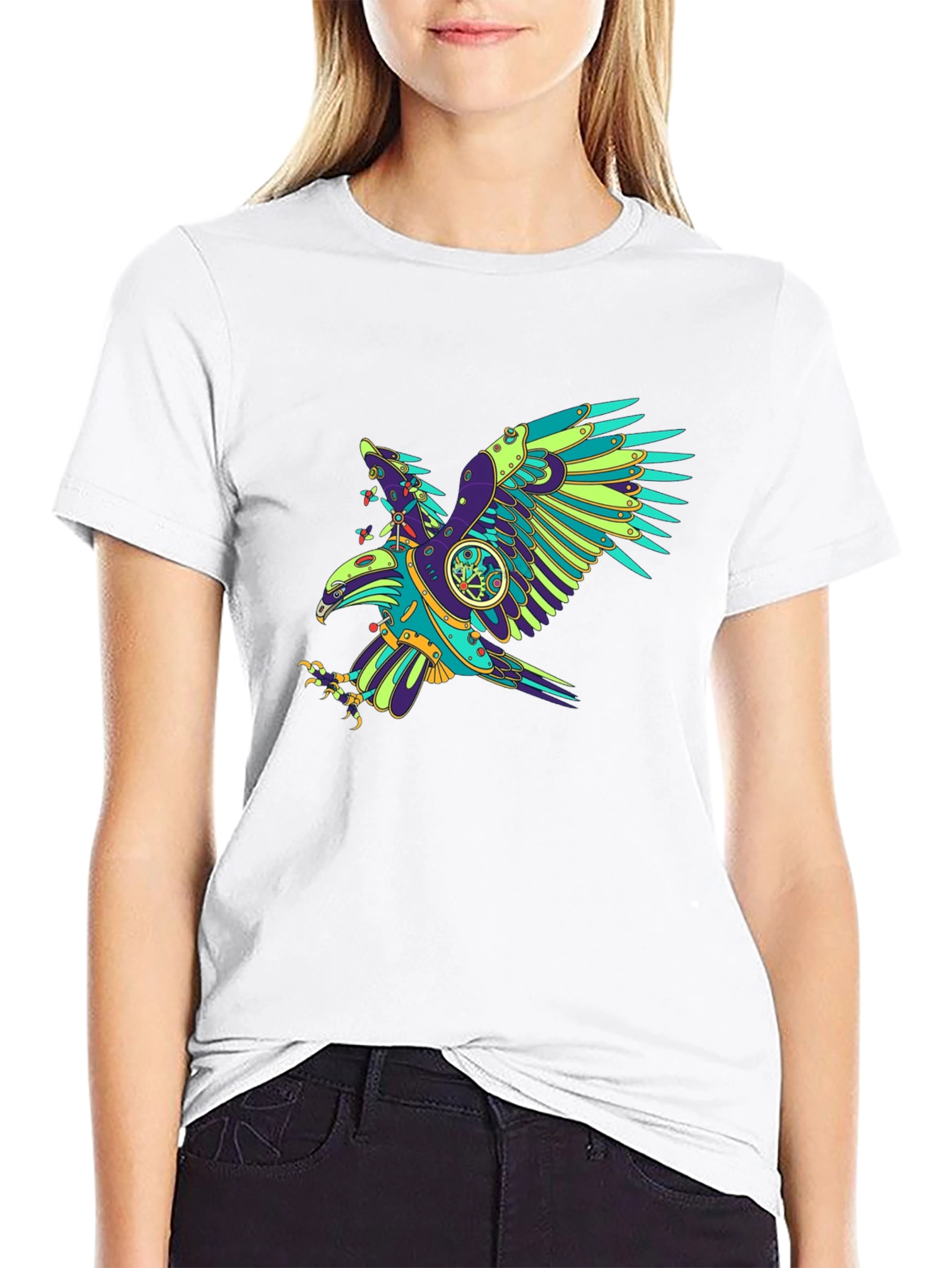 Steampunk Eagle Graphic Black T-Shirt