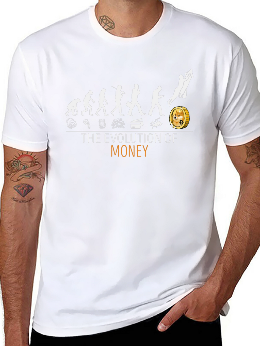 Evolution of Money T-Shirt - Crypto Dogecoin