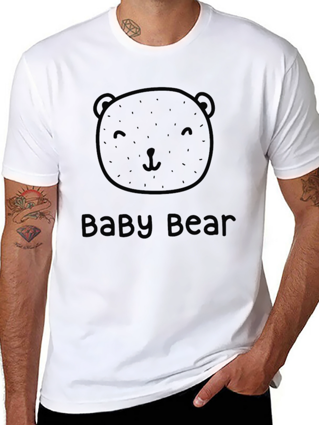Baby Bear Black Cotton Graphic T-Shirt