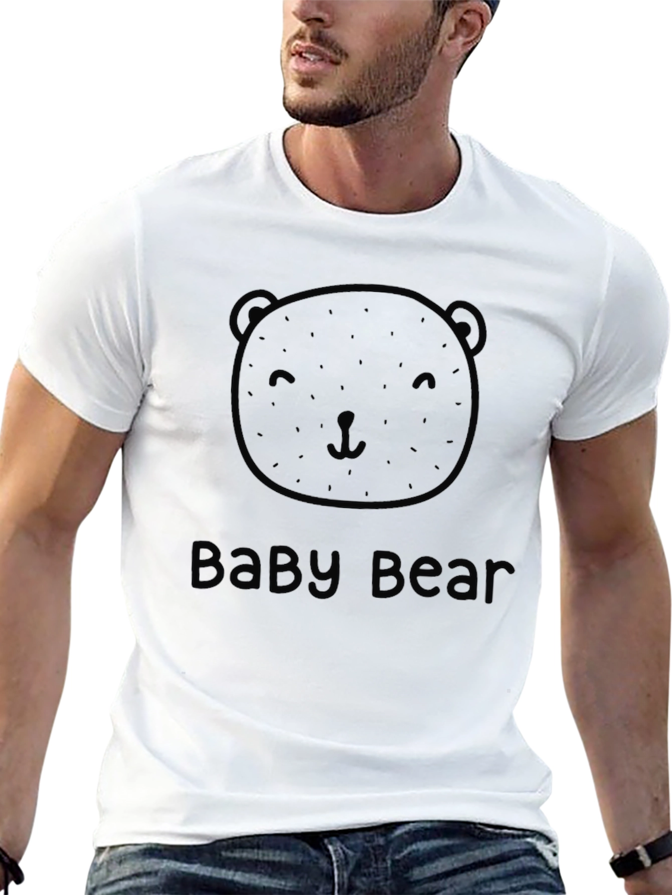 Baby Bear Black Cotton Graphic T-Shirt