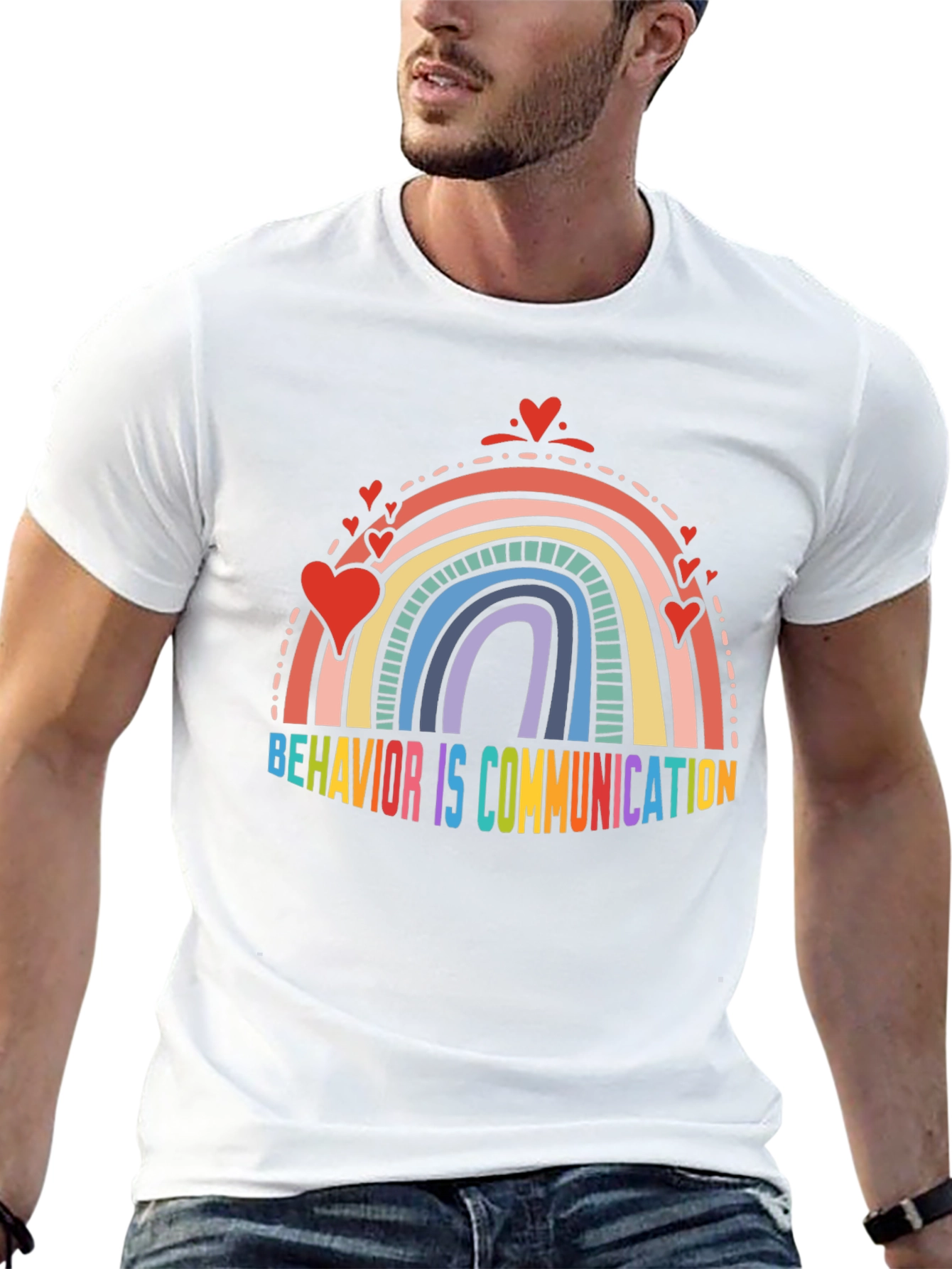 Behavior is Communication Rainbow Heart T-Shirt