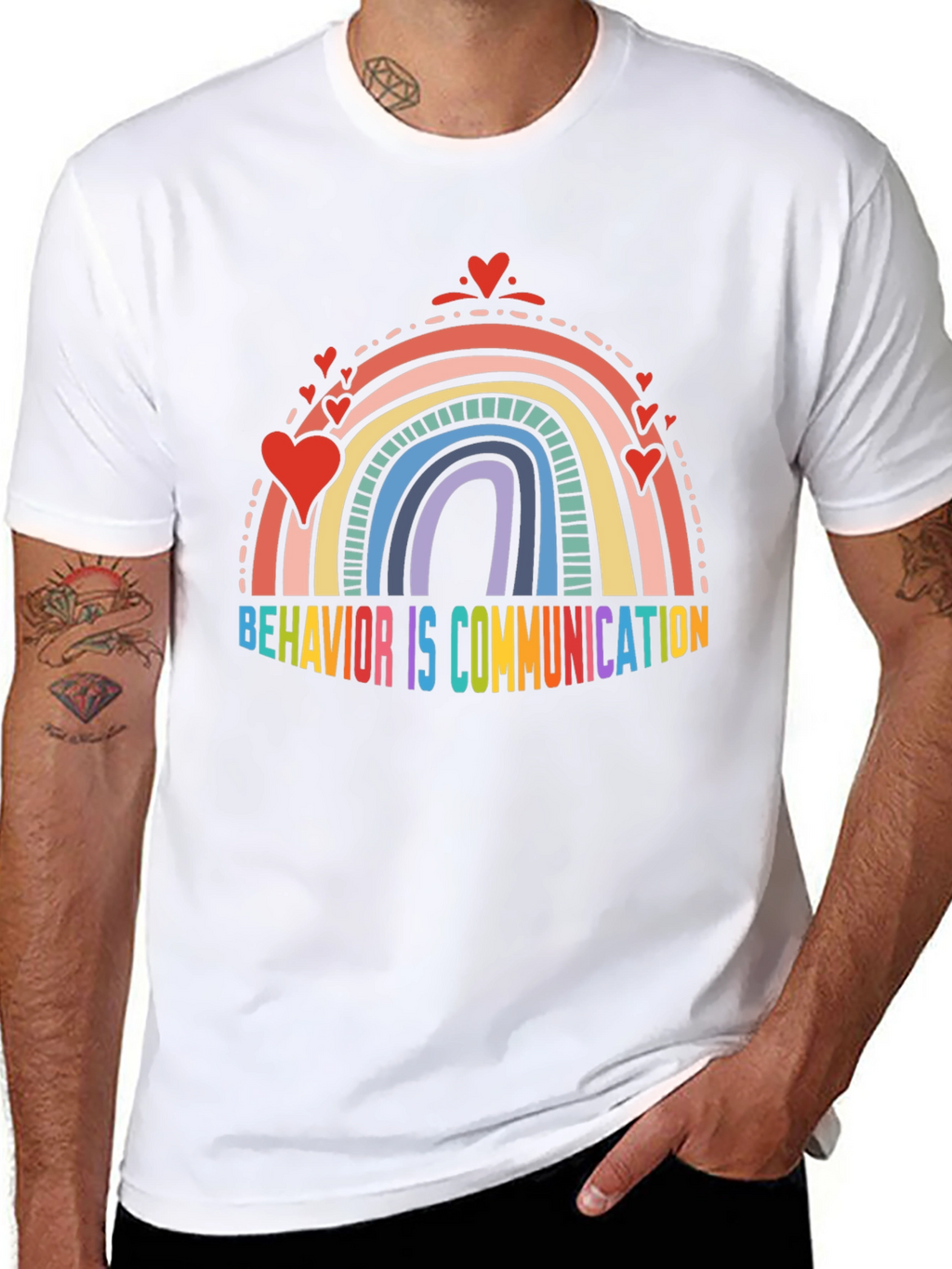 Behavior is Communication Rainbow Heart T-Shirt
