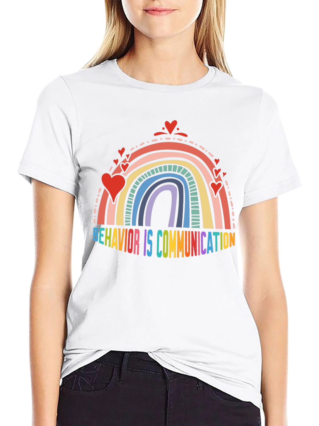 Behavior is Communication Rainbow Heart T-Shirt