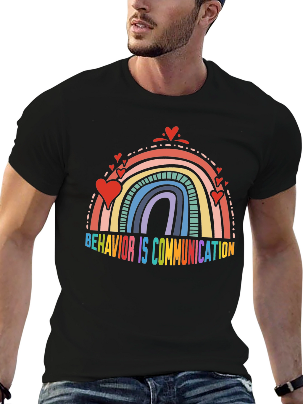 Behavior is Communication Rainbow Heart T-Shirt