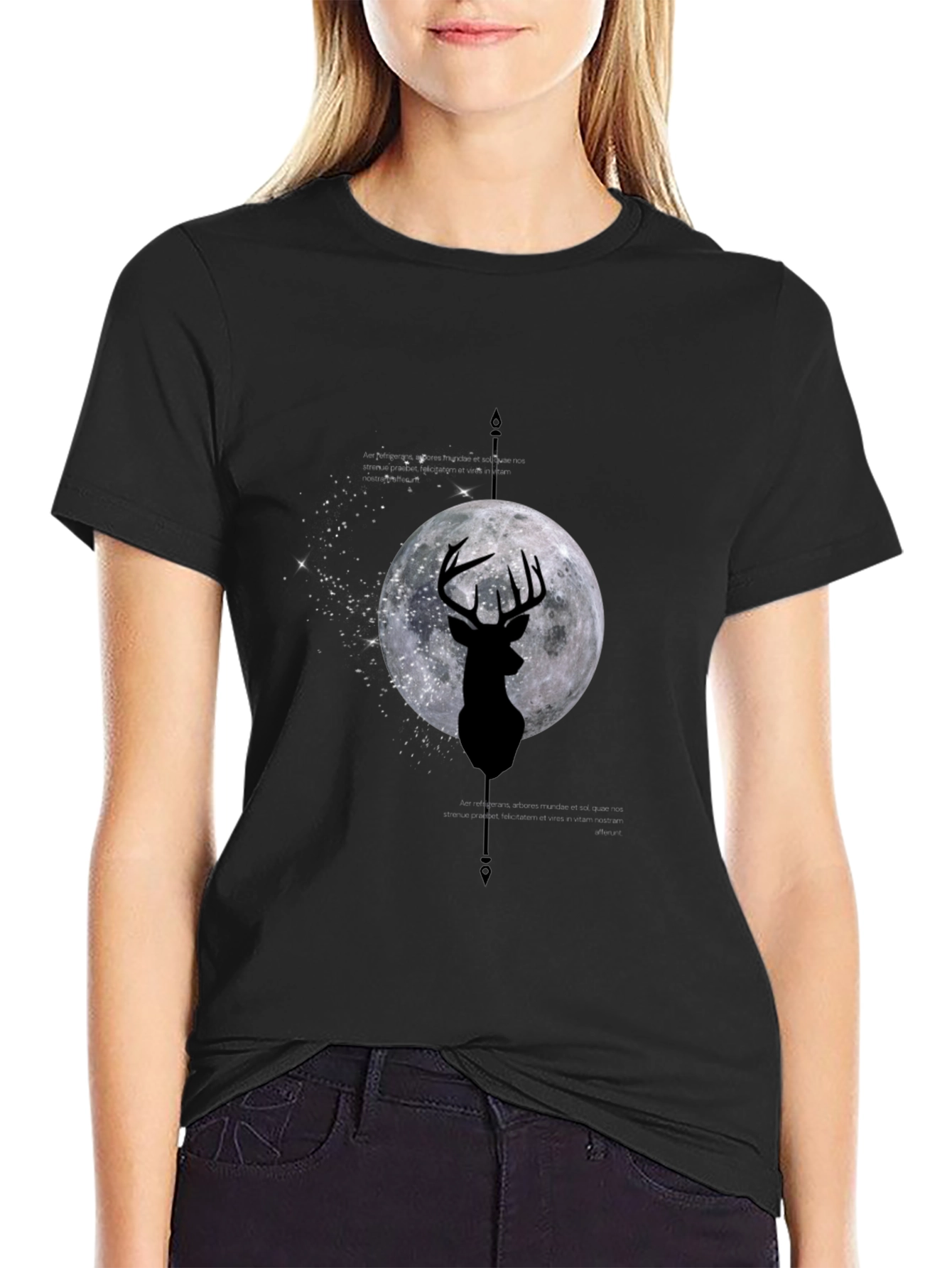 Deer Moon Graphic Tee - Mens Black T-Shirt