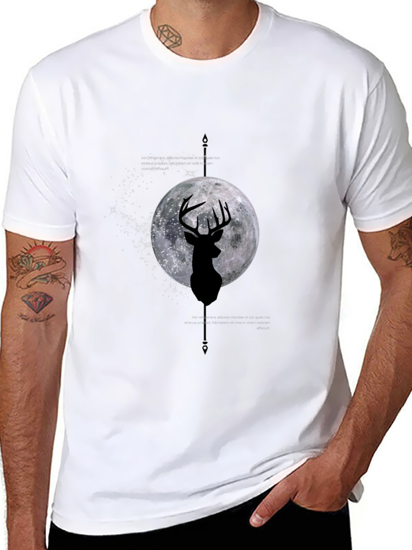 Deer Moon Graphic Tee - Mens Black T-Shirt