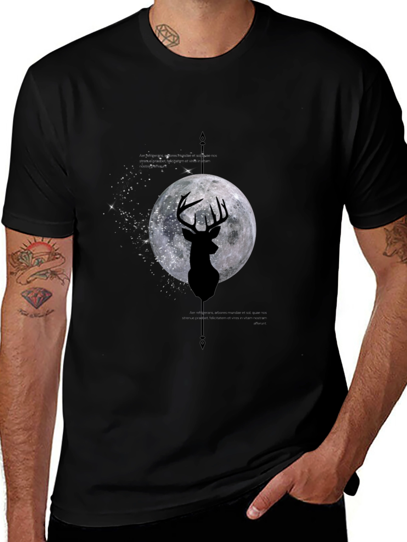 Deer Moon Graphic Tee - Mens Black T-Shirt