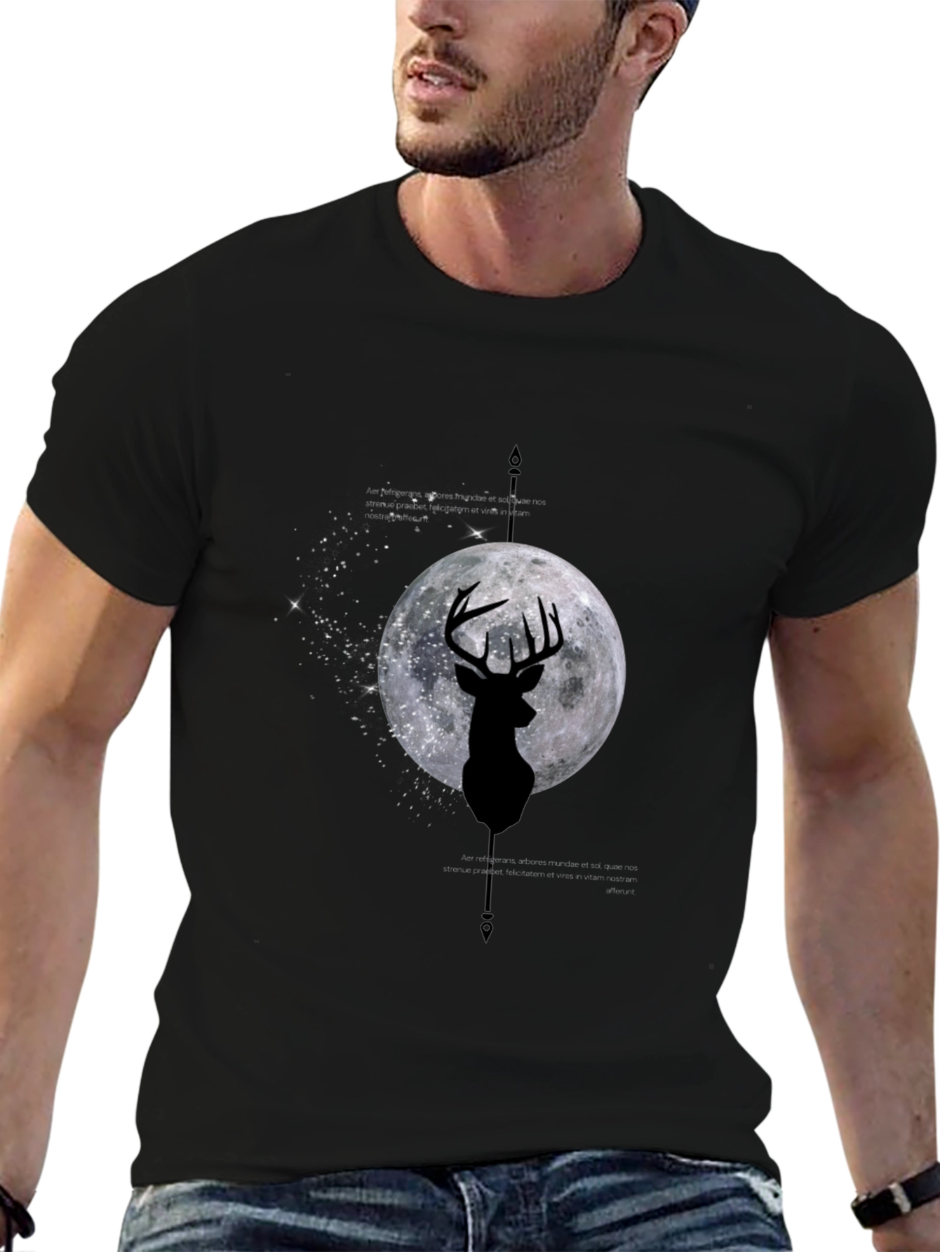 Deer Moon Graphic Tee - Mens Black T-Shirt