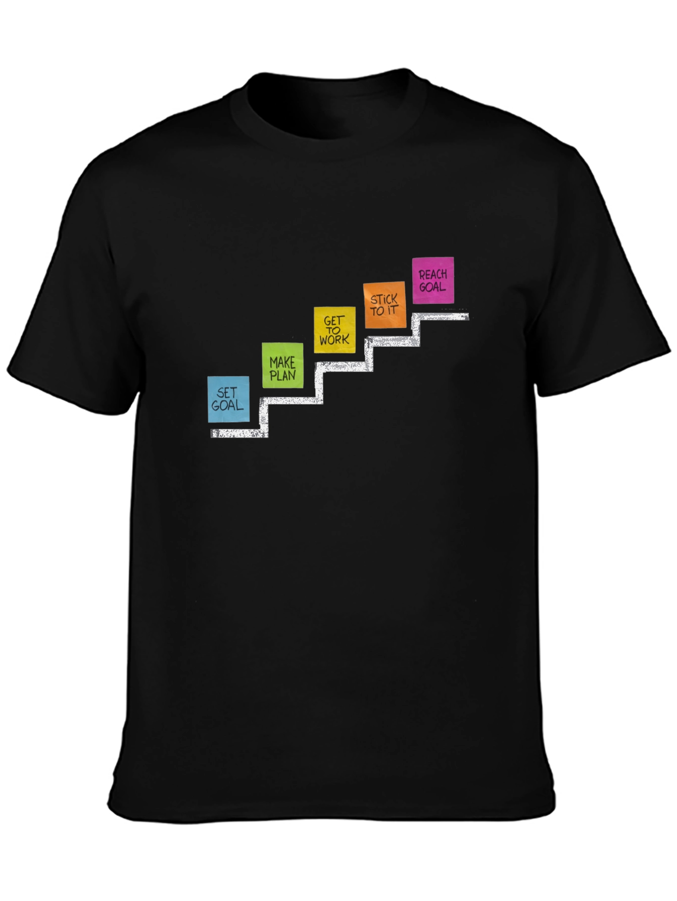 Goal Steps Graphic Print Black T-Shirt