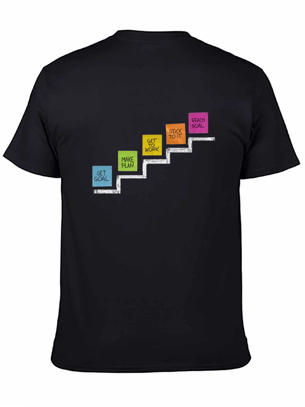 Goal Steps Graphic Print Black T-Shirt