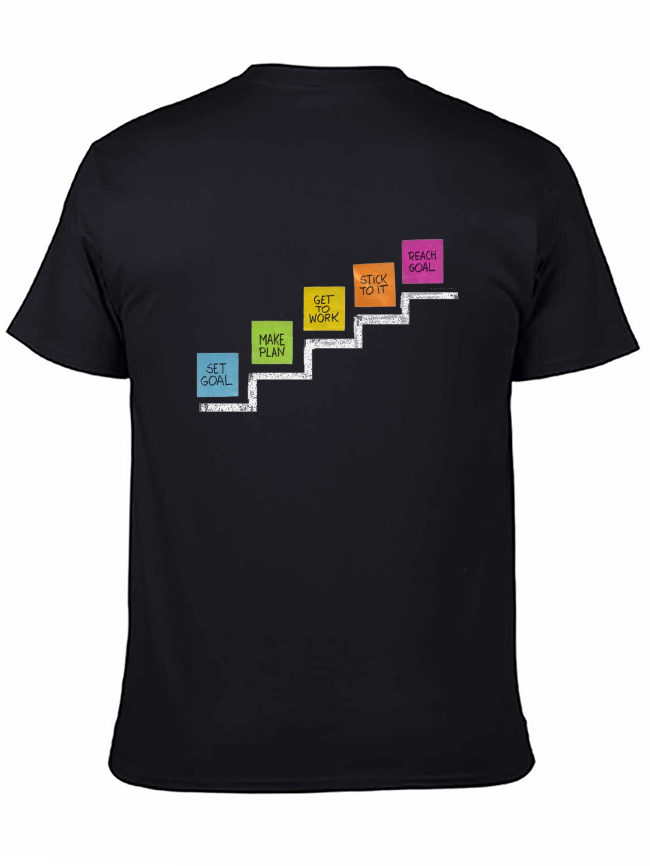 Goal Steps Graphic Print Black T-Shirt