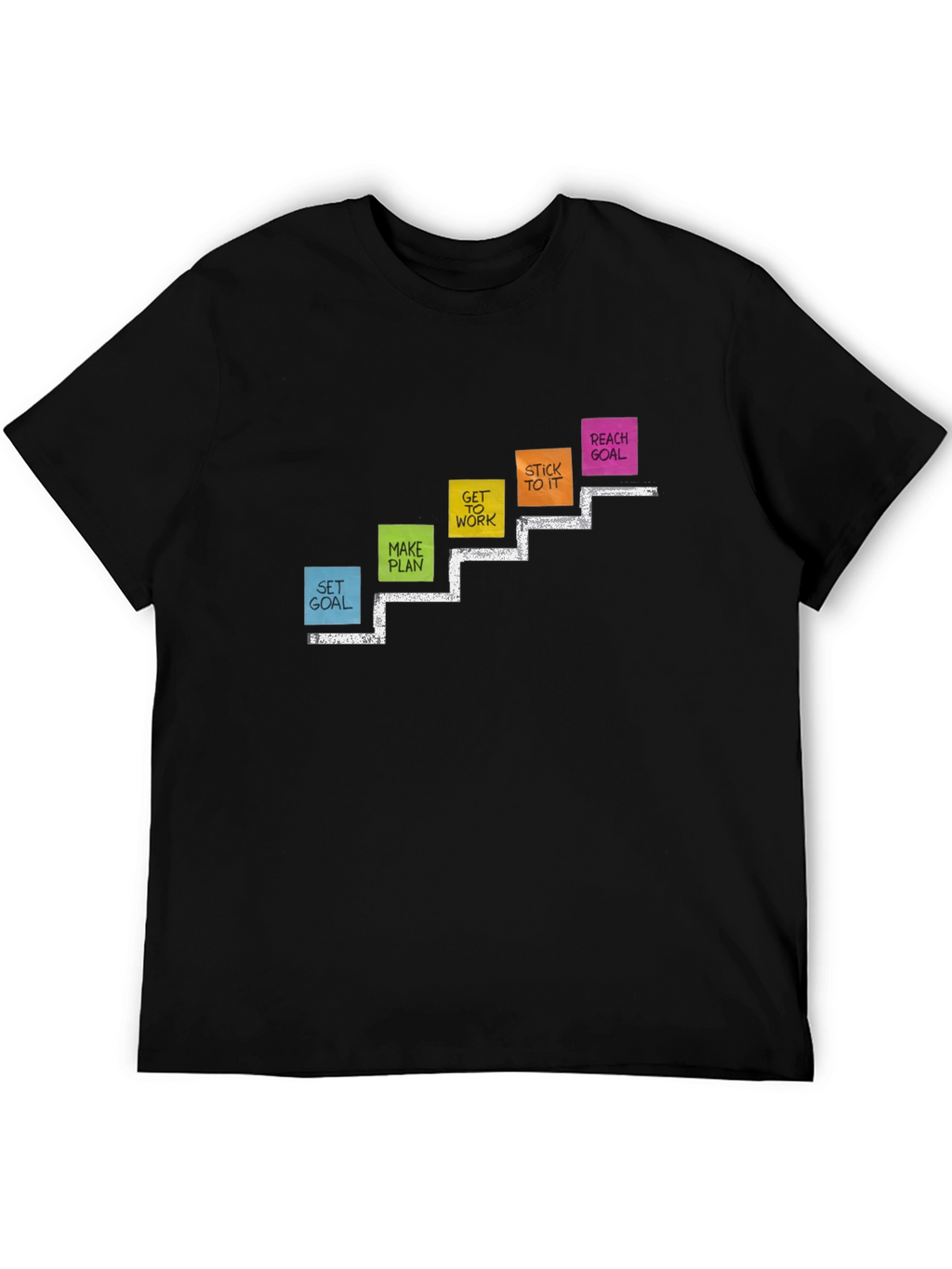 Goal Steps Graphic Print Black T-Shirt