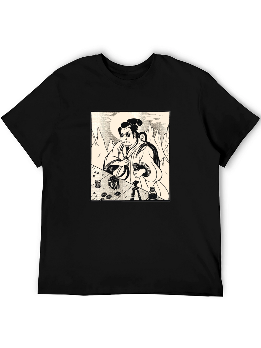 Samurai Photographer Black T-Shirt - Unique Graphic Tee