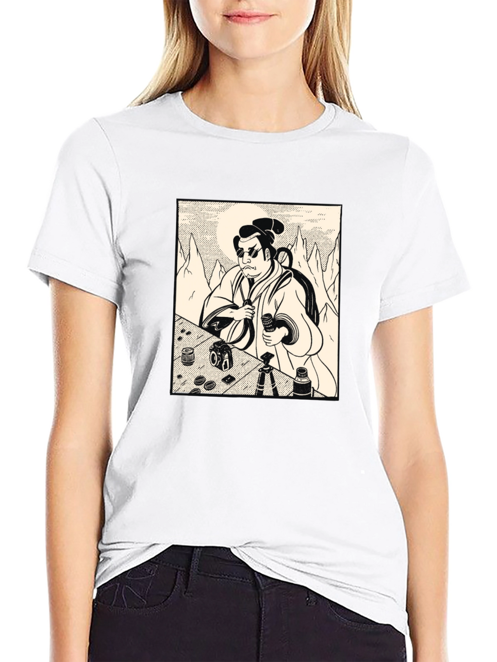 Samurai Photographer Black T-Shirt - Unique Graphic Tee