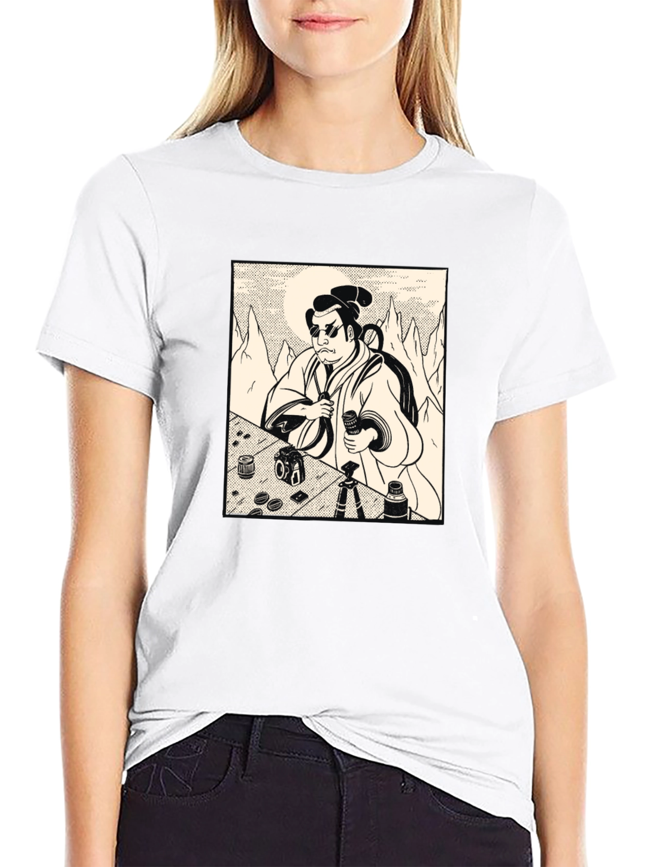 Samurai Photographer Black T-Shirt - Unique Graphic Tee