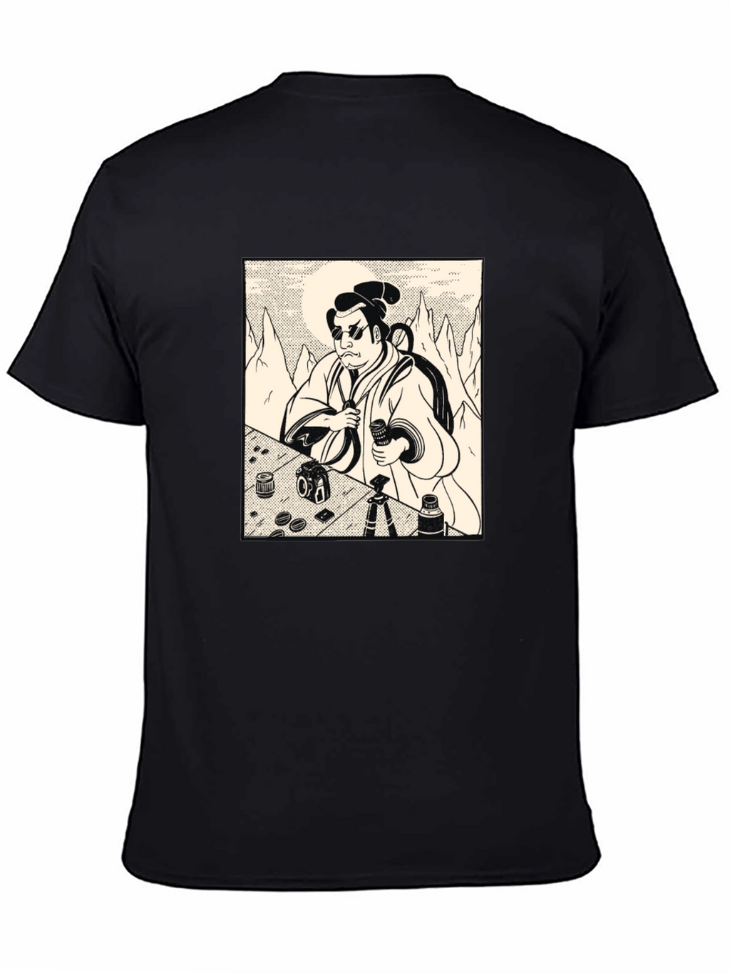 Samurai Photographer Black T-Shirt - Unique Graphic Tee