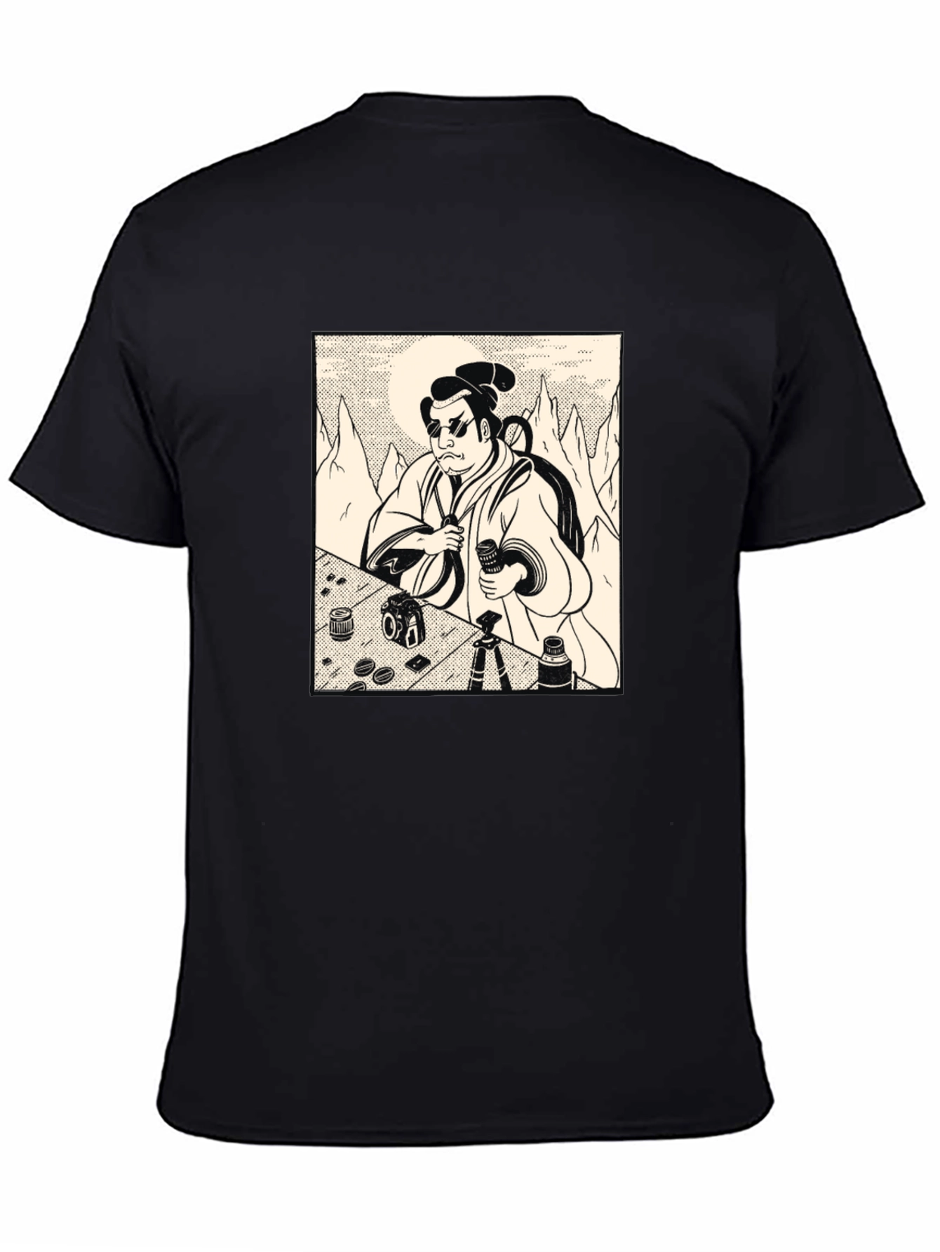 Samurai Photographer Black T-Shirt - Unique Graphic Tee