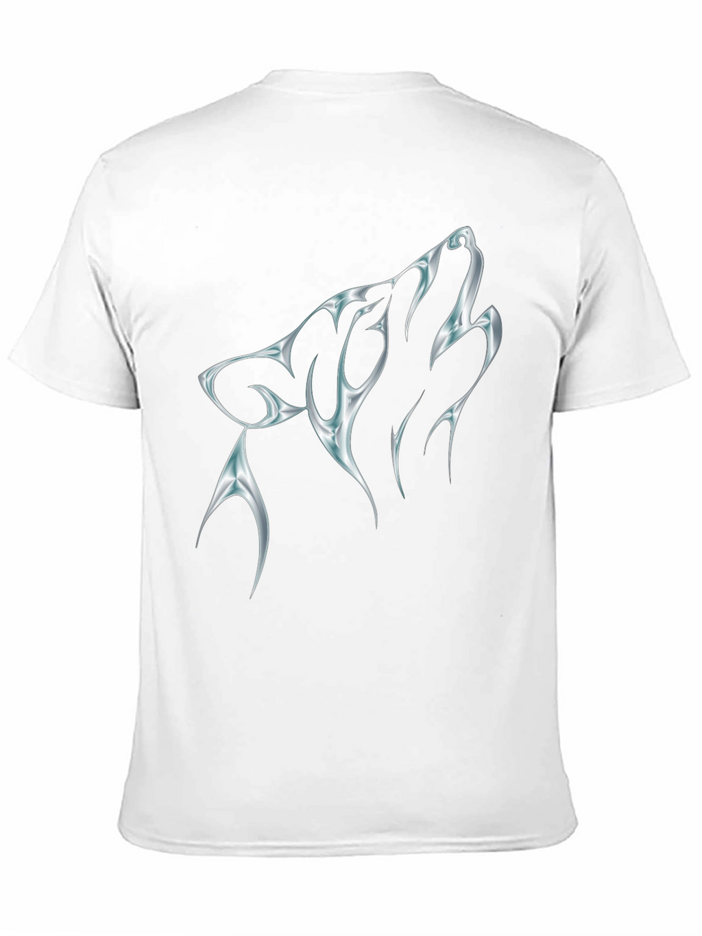Mens Black T-Shirt with Chrome Wolf Graphic