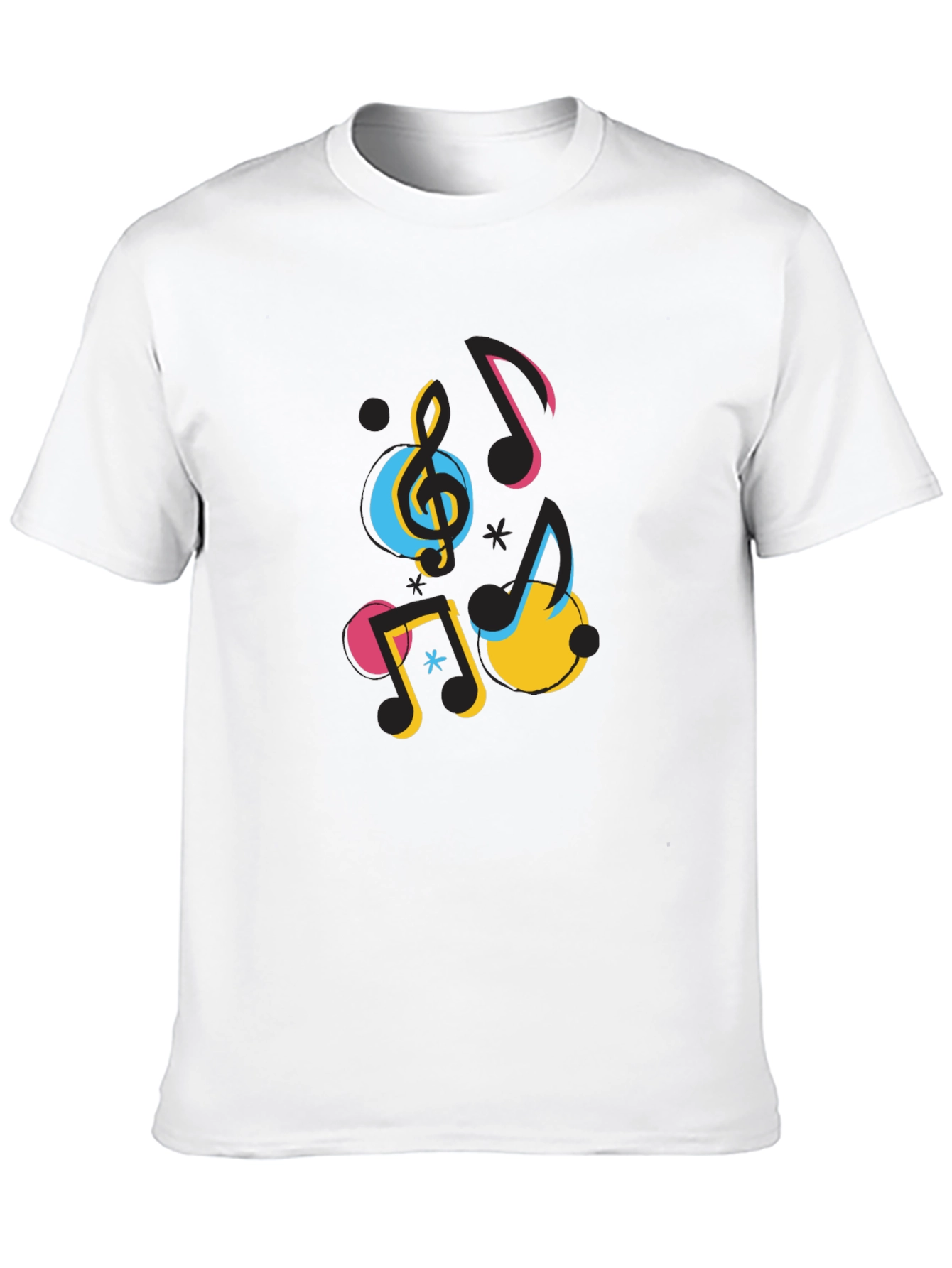 Musical Notes Graphic Print Black T-Shirt