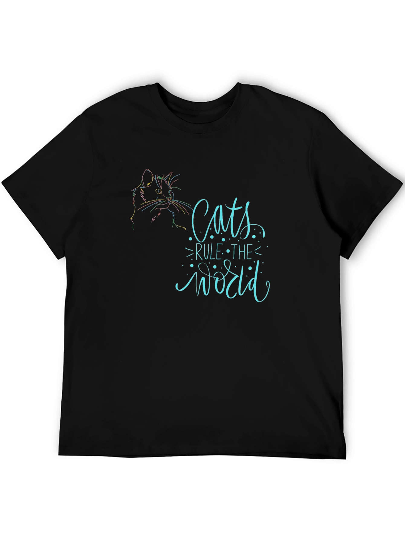 Cats Rule the World Graphic Tee - Black T-Shirt
