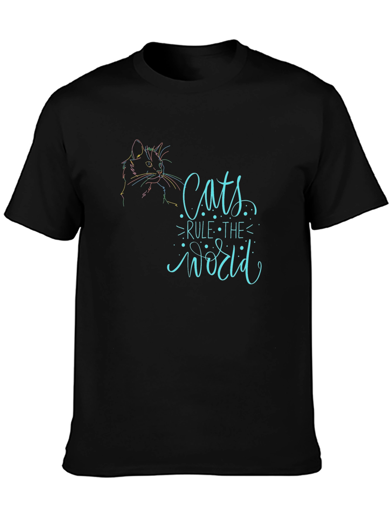 Cats Rule the World Graphic Tee - Black T-Shirt