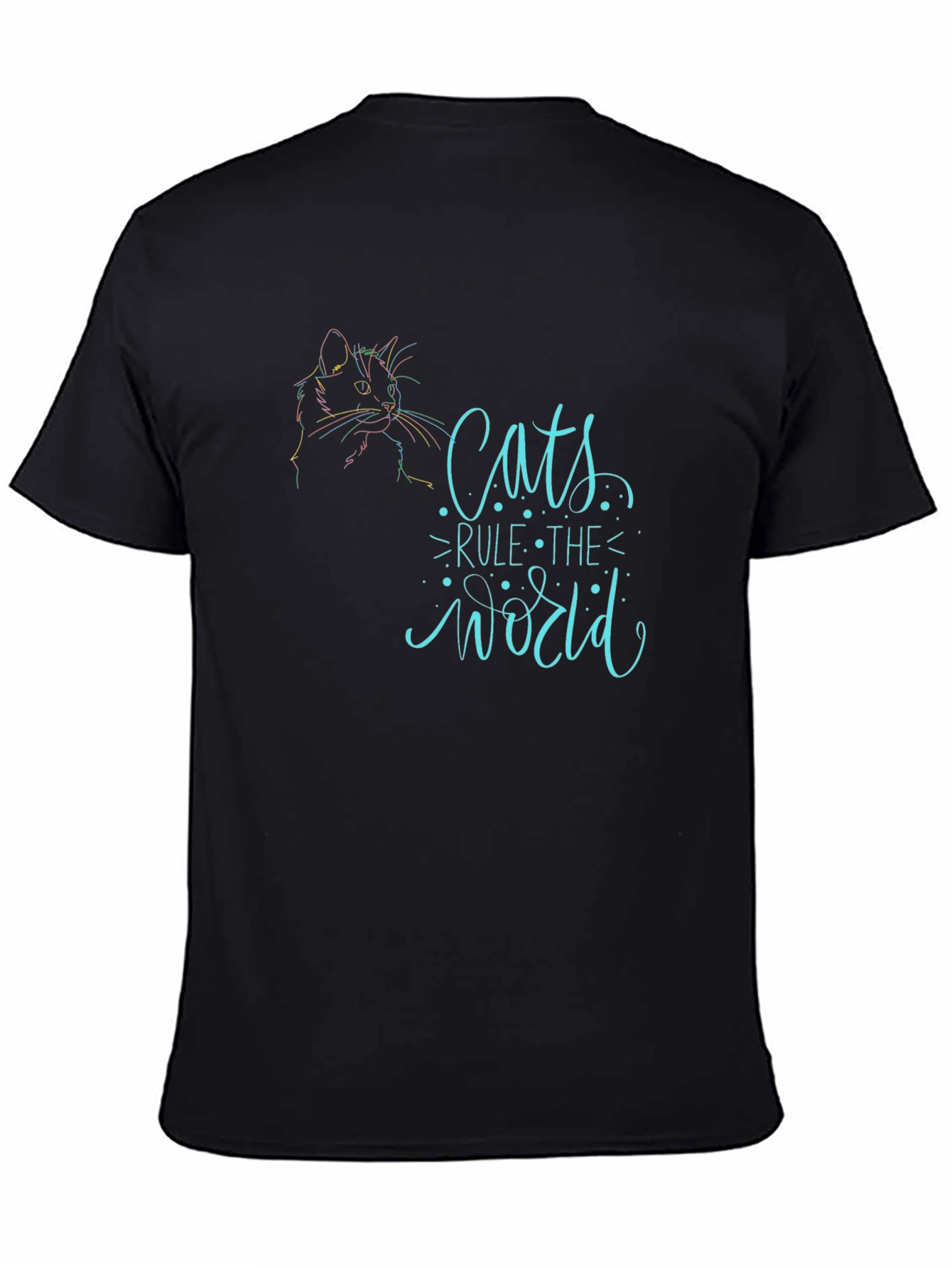 Cats Rule the World Graphic Tee - Black T-Shirt