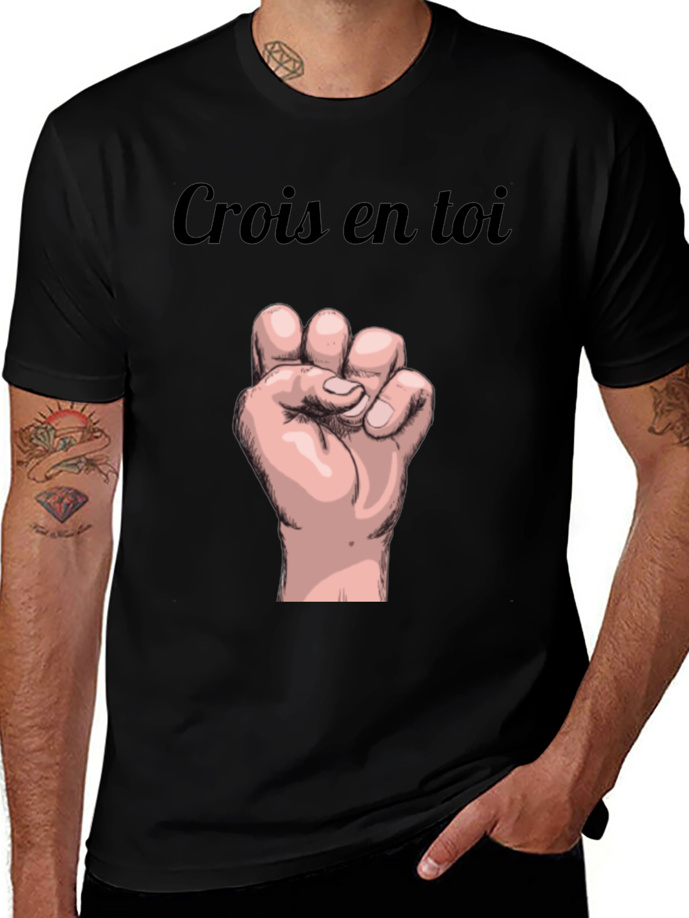 Crois en Toi Black Graphic Tee