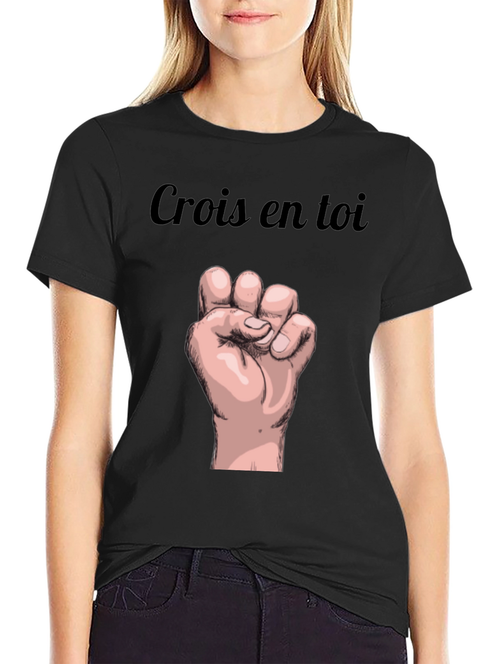 Crois en Toi Black Graphic Tee