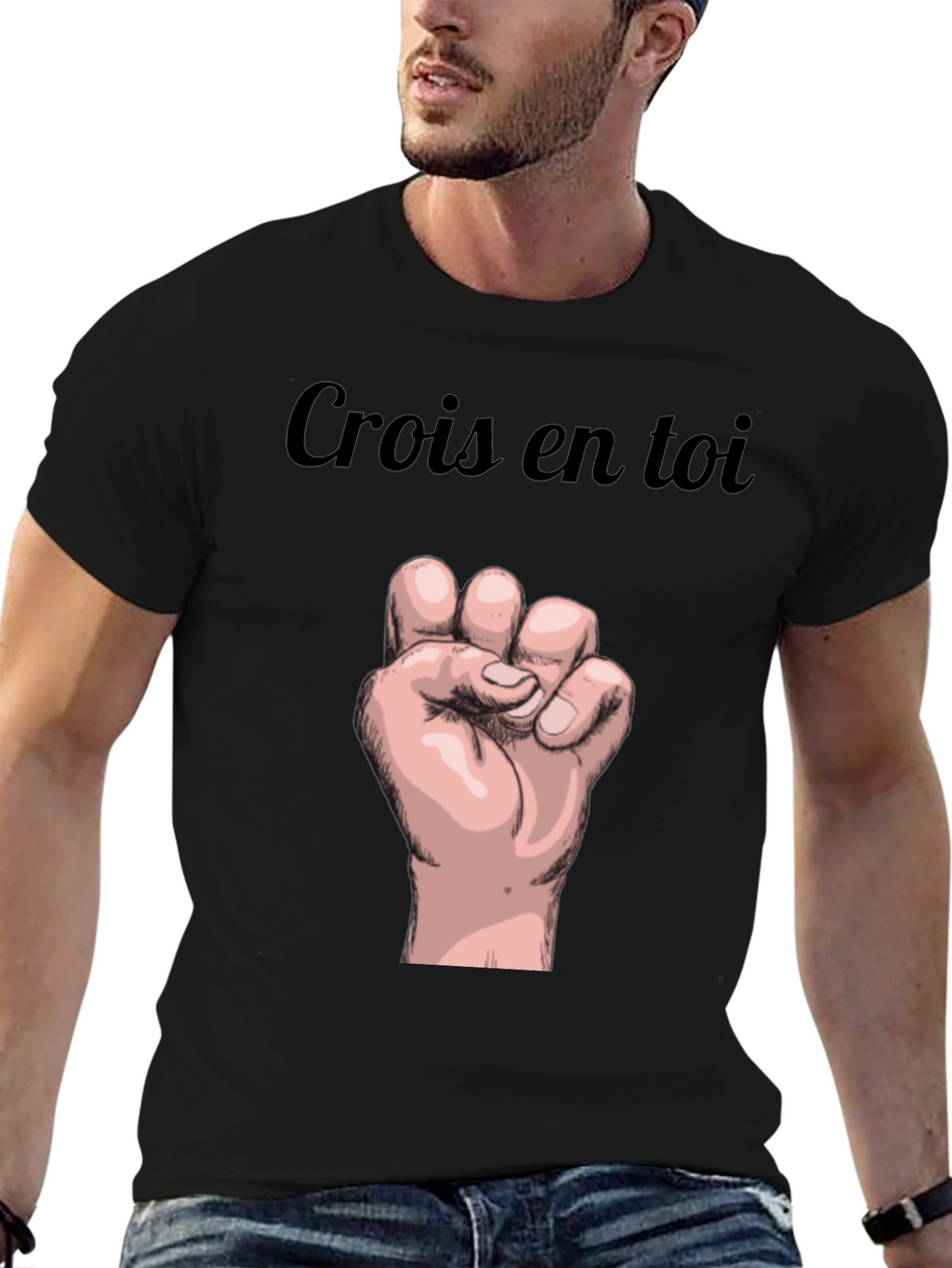 Crois en Toi Black Graphic Tee