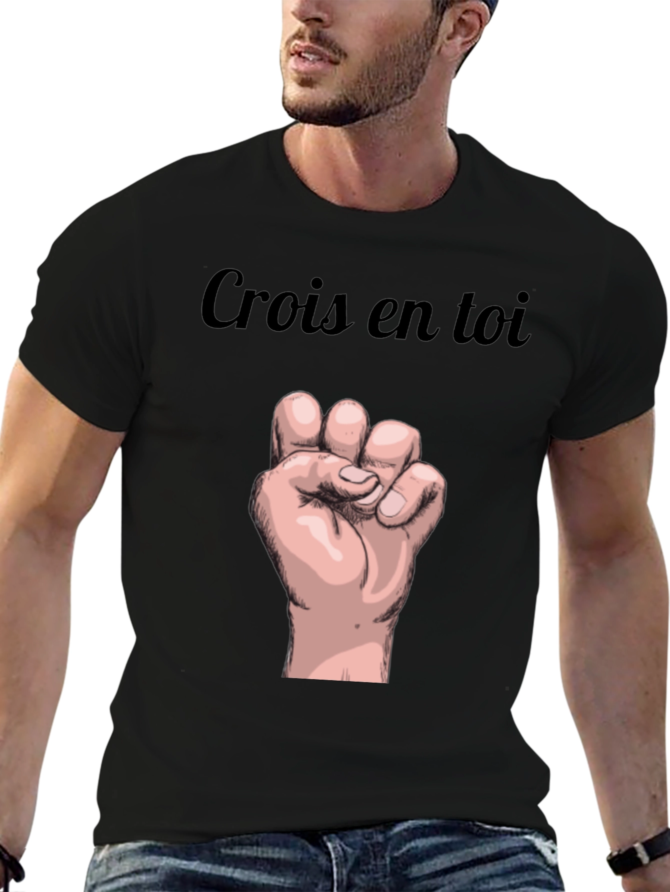 Crois en Toi Black Graphic Tee