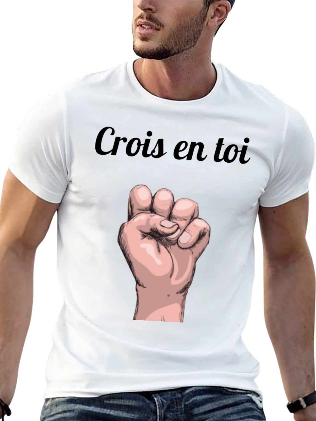 Crois en Toi Black Graphic Tee