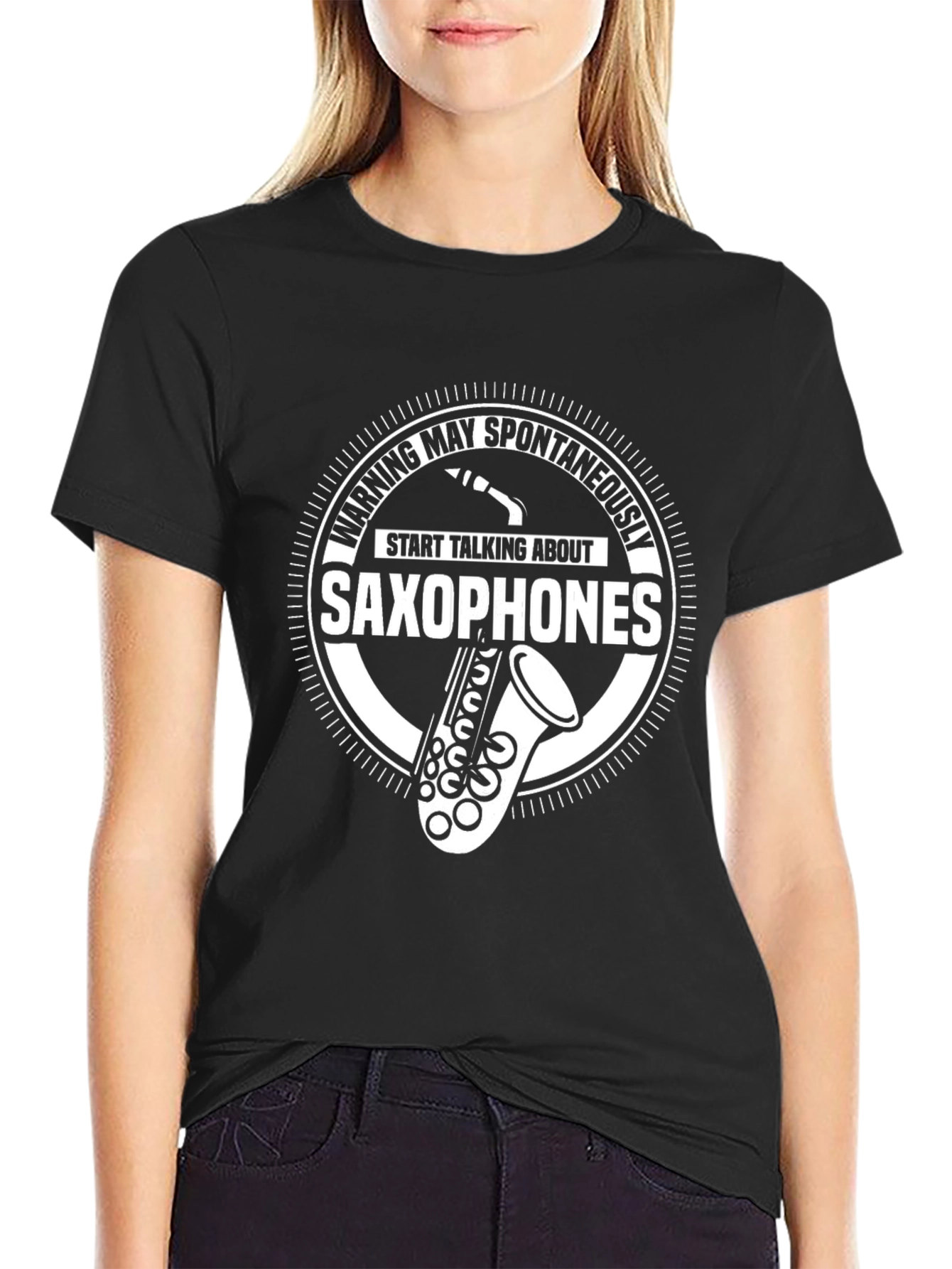 Saxophone Enthusiast T-Shirt - Warning: May Spontaneously Talk About Saxophones