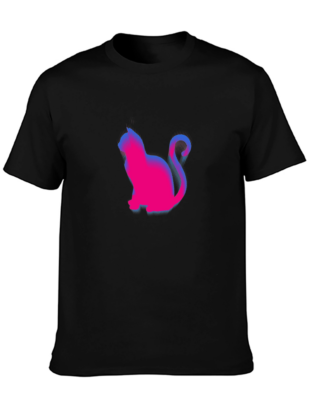 Retro Cat Graphic Tee - Classic Black Crewneck